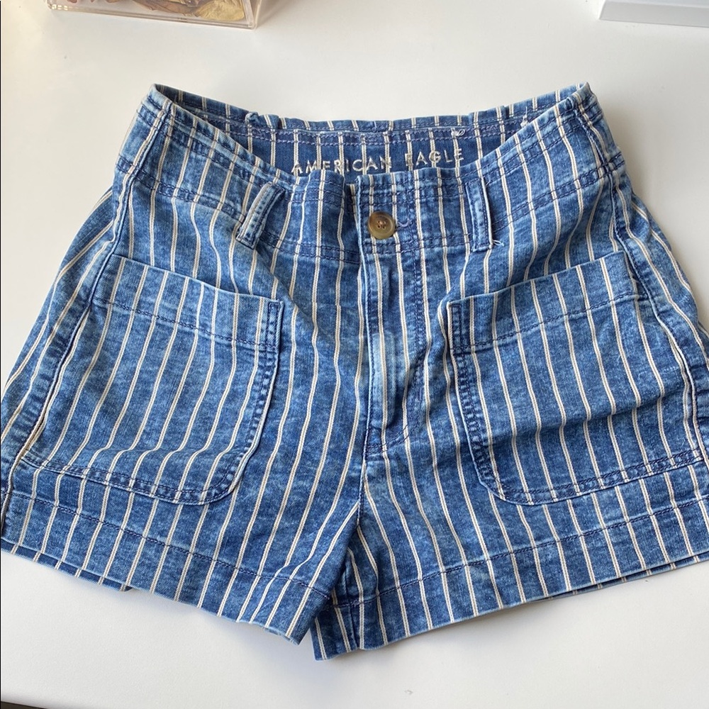 American Eagle Outfitters Blue Striped Women's Shorts